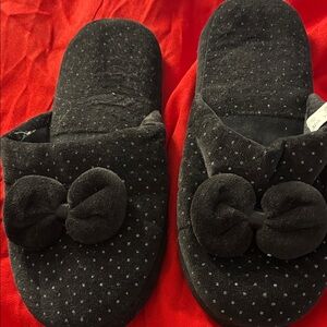 Black Polka Dot Slippers with Bow 5